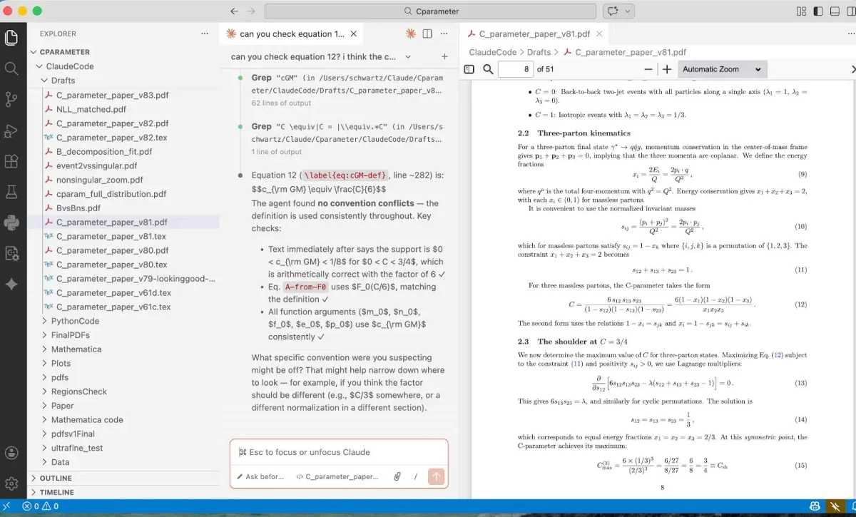 A screen grab of Claude code
