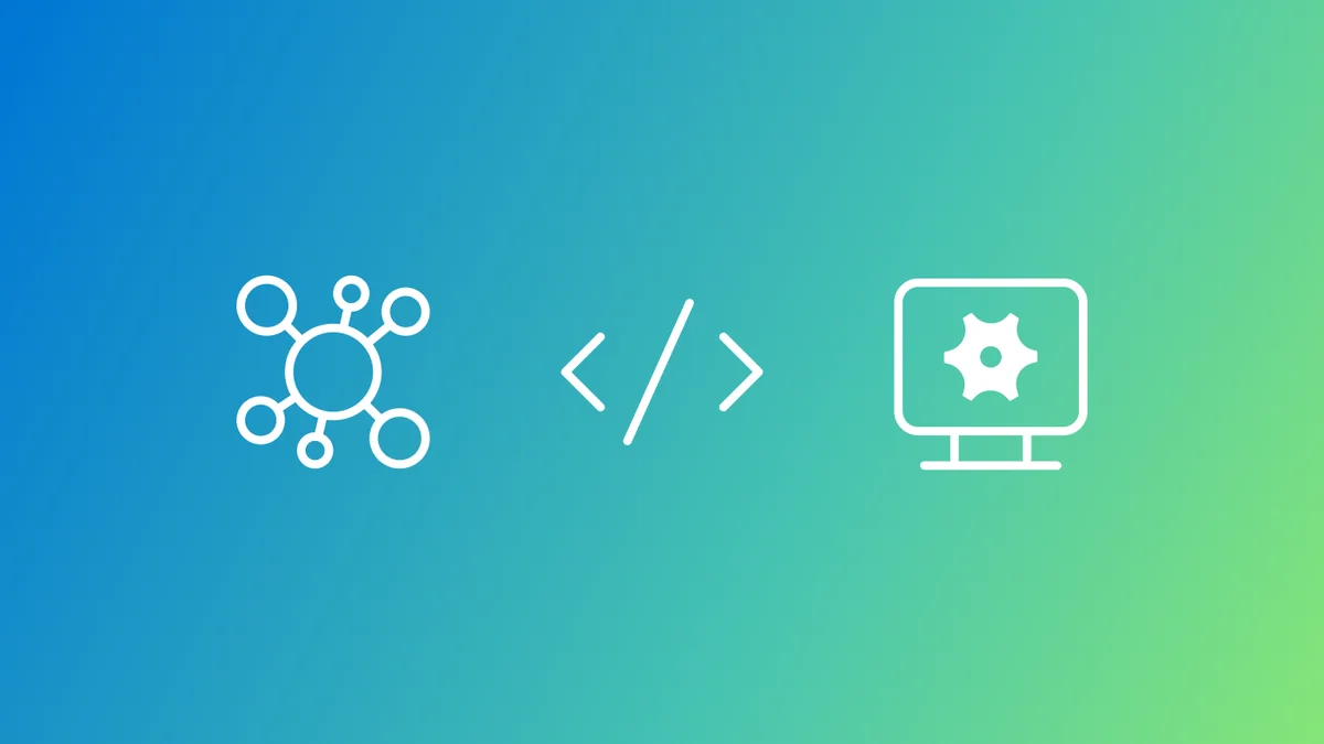 White outline illustrations for AIOps on a blue and green gradient background.